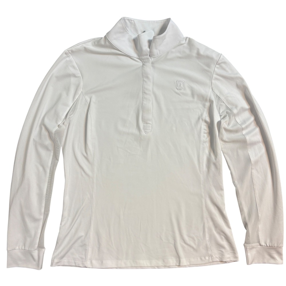 White Long-Sleeve Quarter-Zip Performance Top